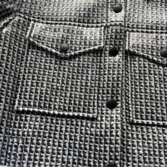 Tibi Woven Houndstooth Black White Coated Jacket Pointed Collar Sample - Picture 15 of 15